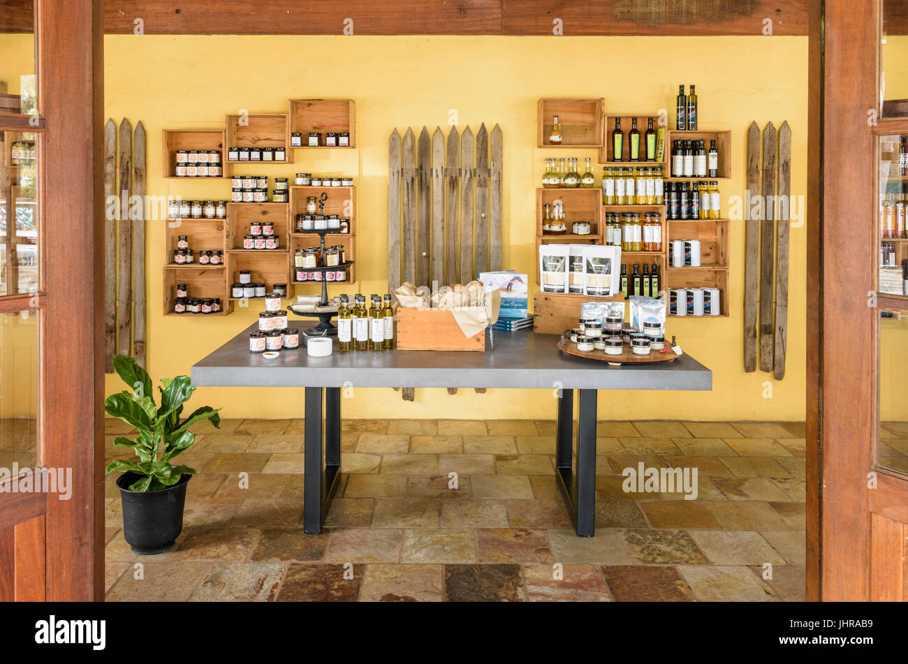 Detail of the Gourmet Food Merchant store in the country town of Cowaramup, Western Australia Stock Photo