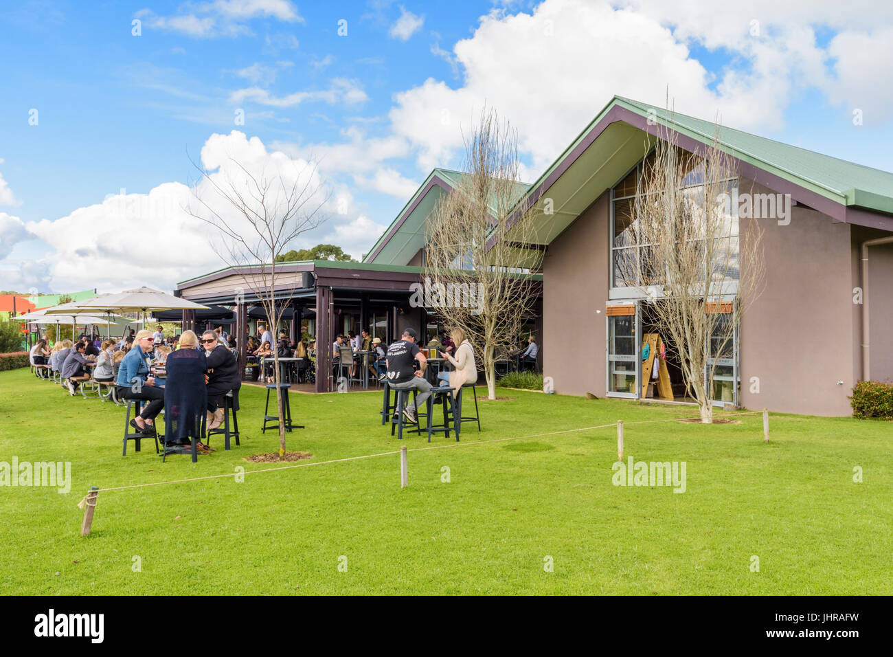 The beer garden of the Cheeky Monkey Brewery, Wilyabrup, Western Australia Stock Photo