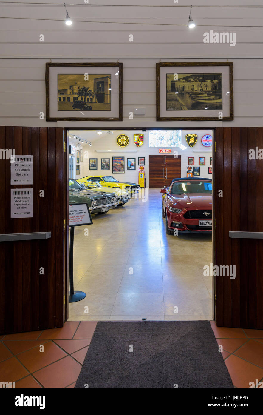 Sports Car Gallery at Aravina Estate winery restaurant cellar door in the Margaret River region of Western Australia, Yallingup, Australia Stock Photo