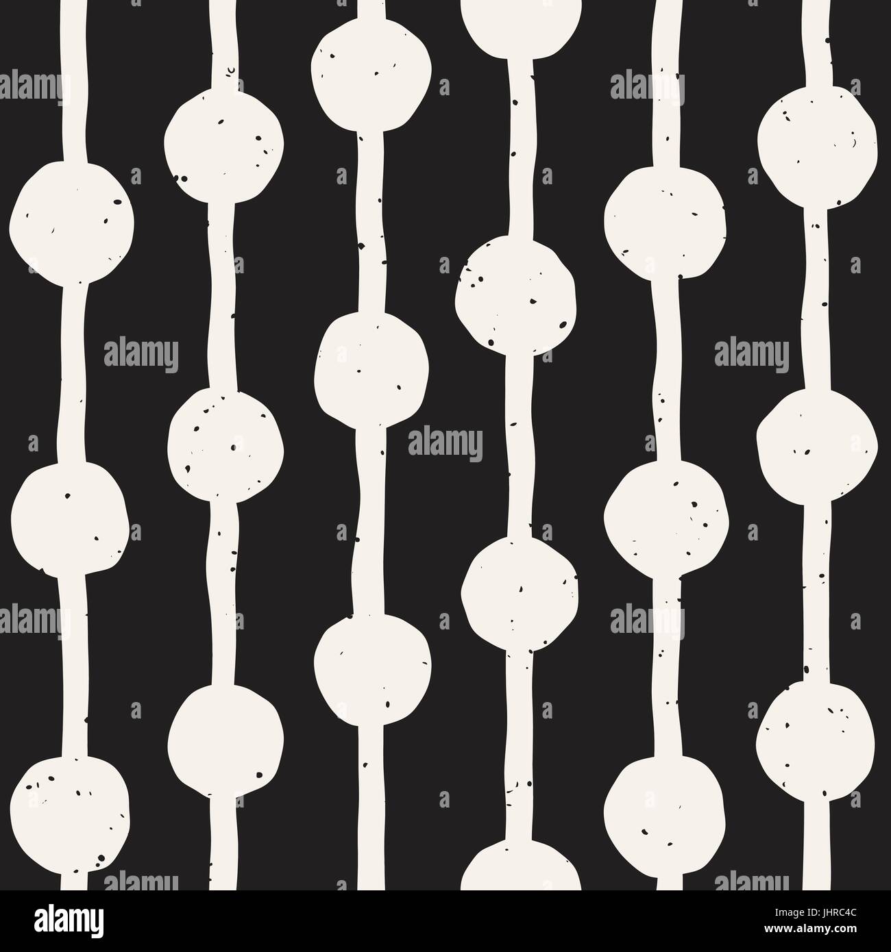 Hand drawn black and white ink abstract seamless pattern. Vector ...