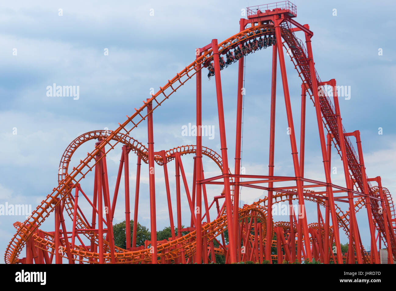 Roller coaster in park Stock Photo - Alamy