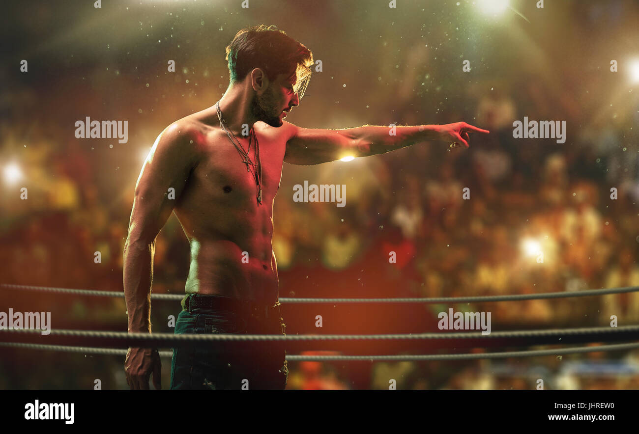 Handsome, muscular guy on the fight club ring Stock Photo Alamy