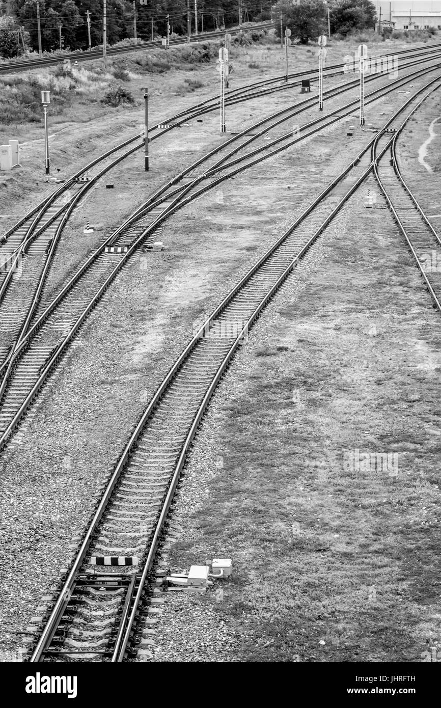 Railway line track siding junction hires stock photography and images