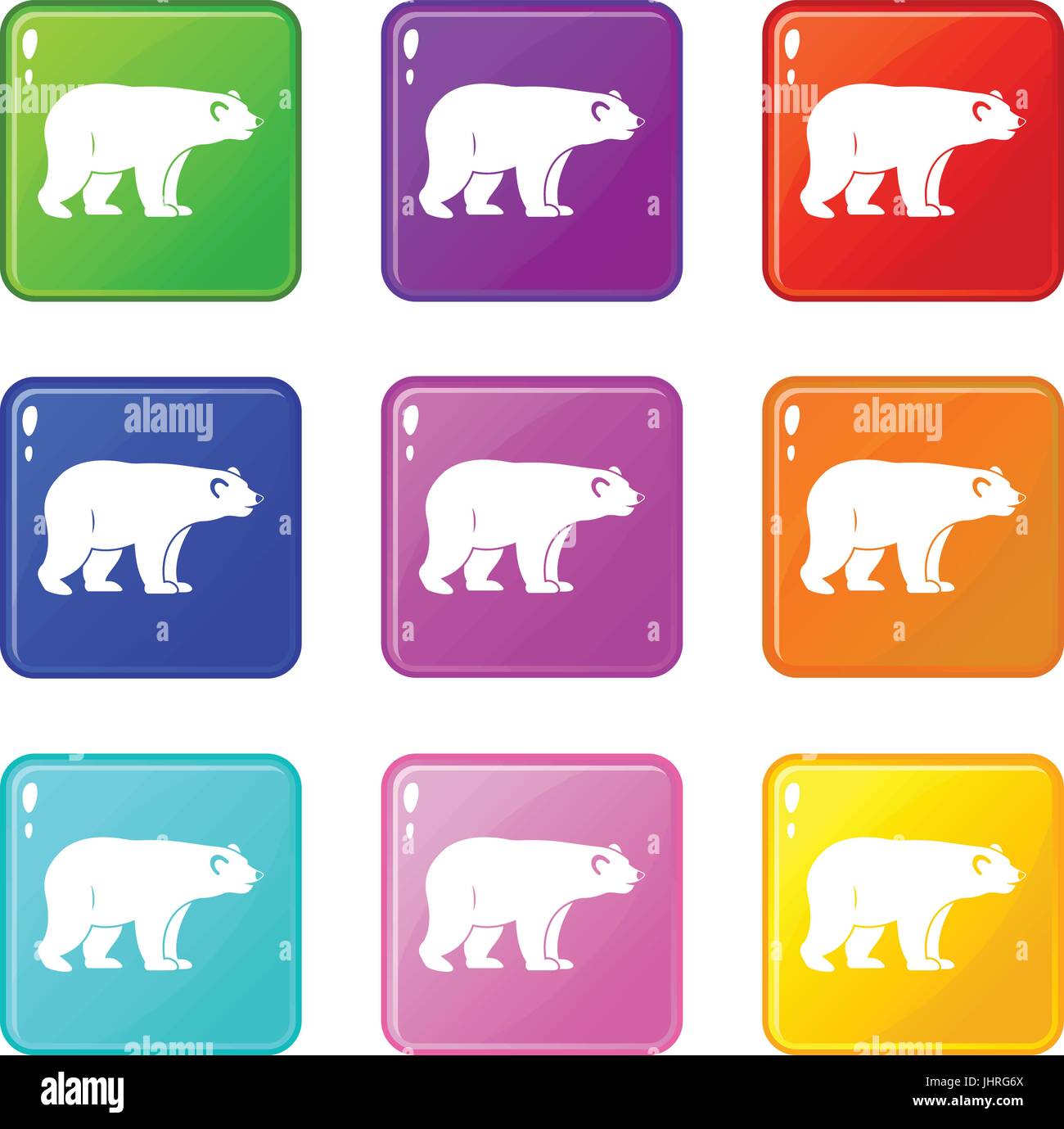 Wild bear icons 9 set Stock Vector