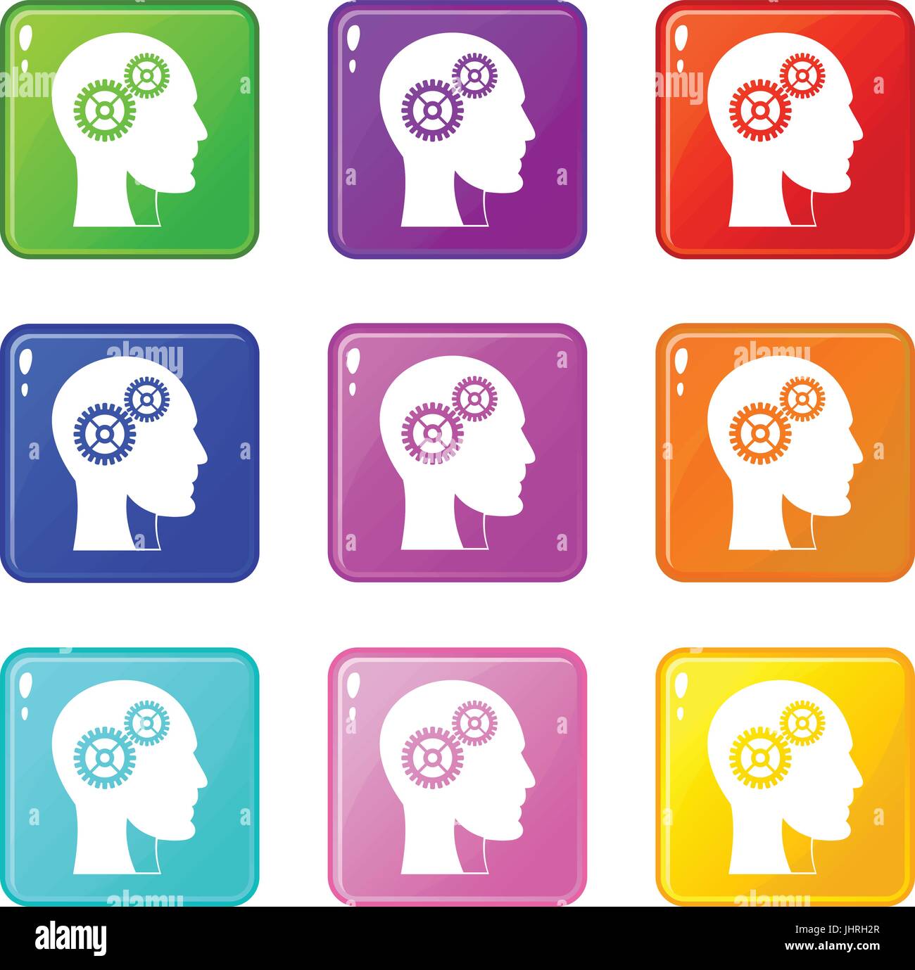 Thinking gears in head Stock Vector Images - Alamy