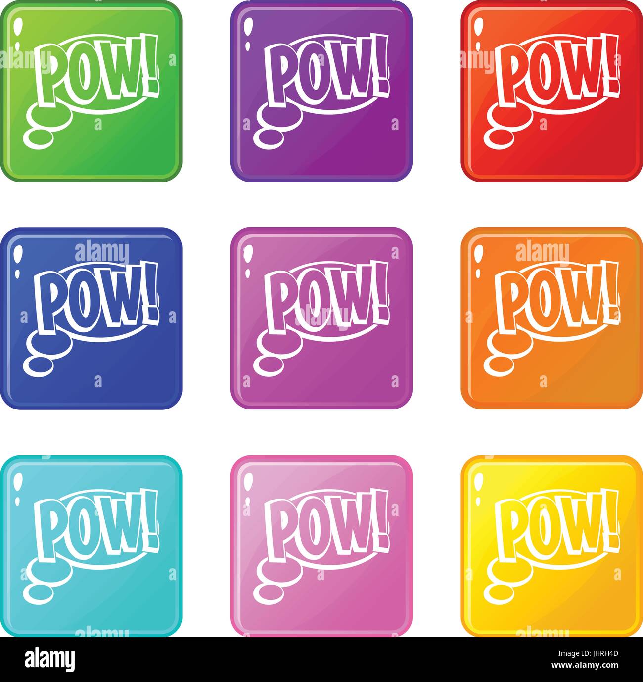 Pow, speech bubble icons 9 set Stock Vector Image & Art - Alamy