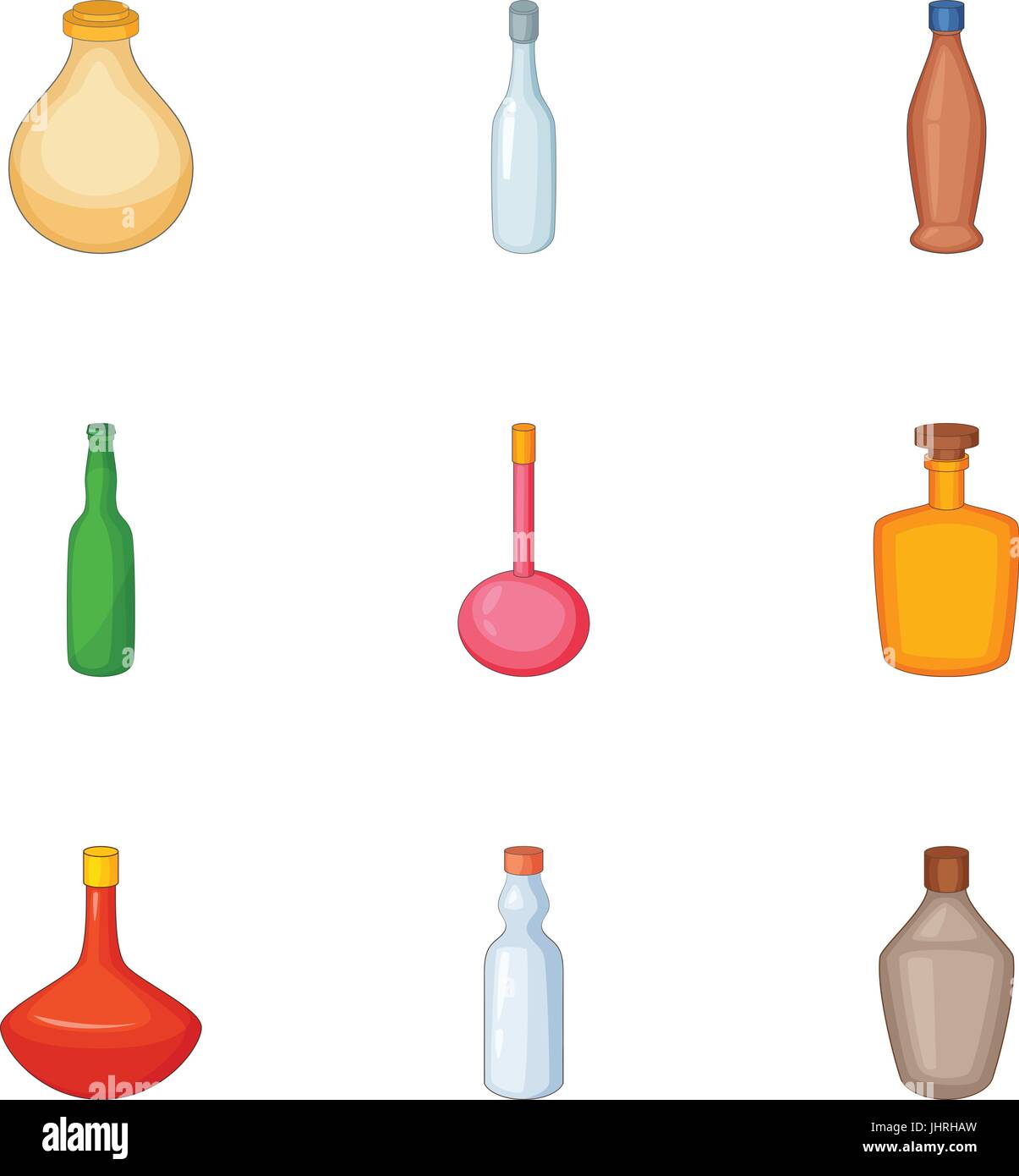 Empty glass bottle icons set, cartoon style Stock Vector Image & Art