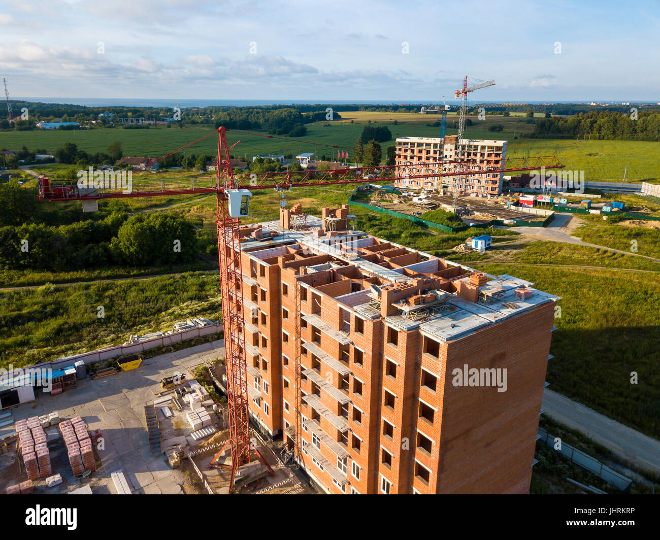 Aerial view of multi-storey building construction Stock Photo