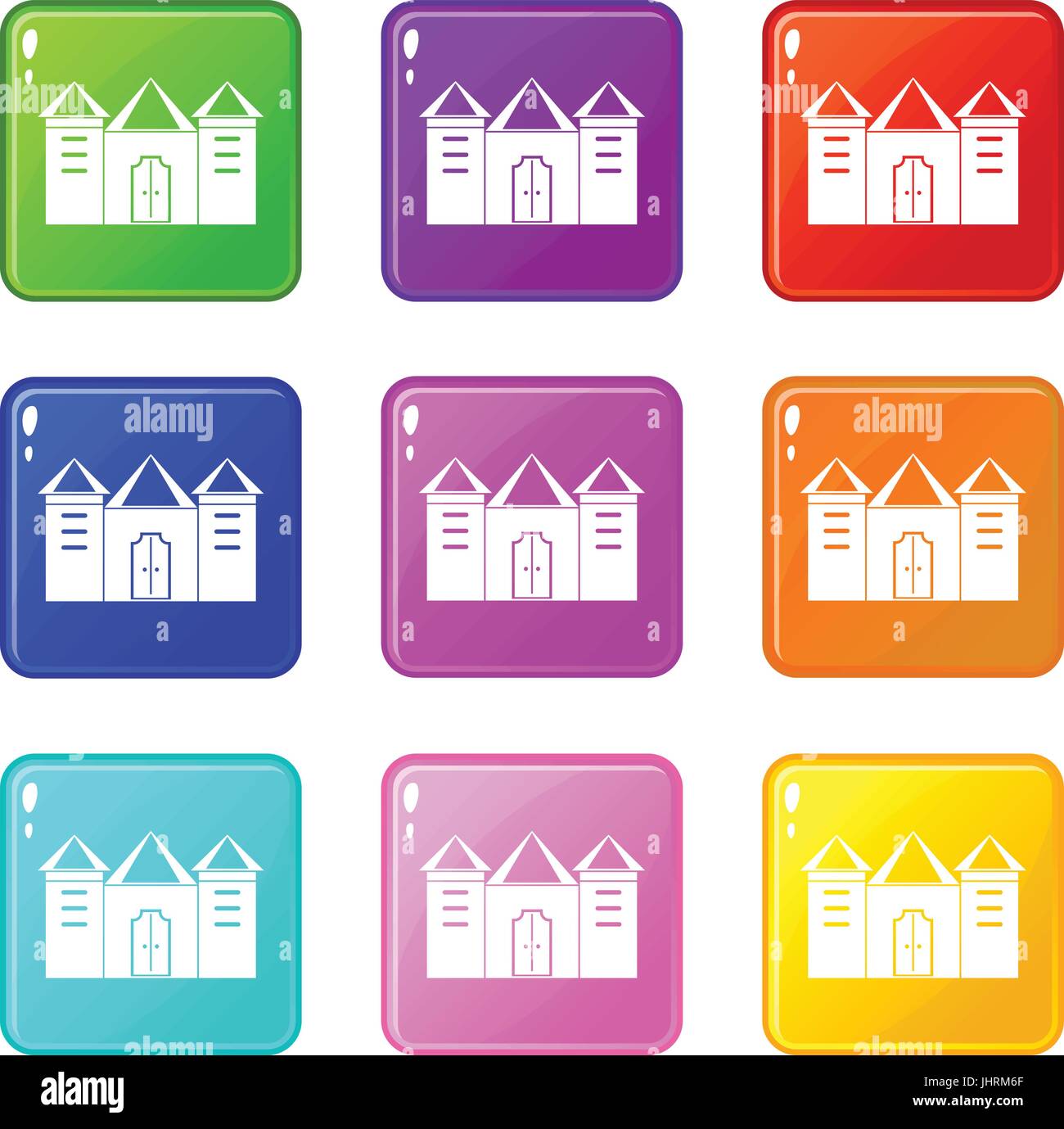 Wall and gate of the old fortress icons 9 set Stock Vector Image & Art ...