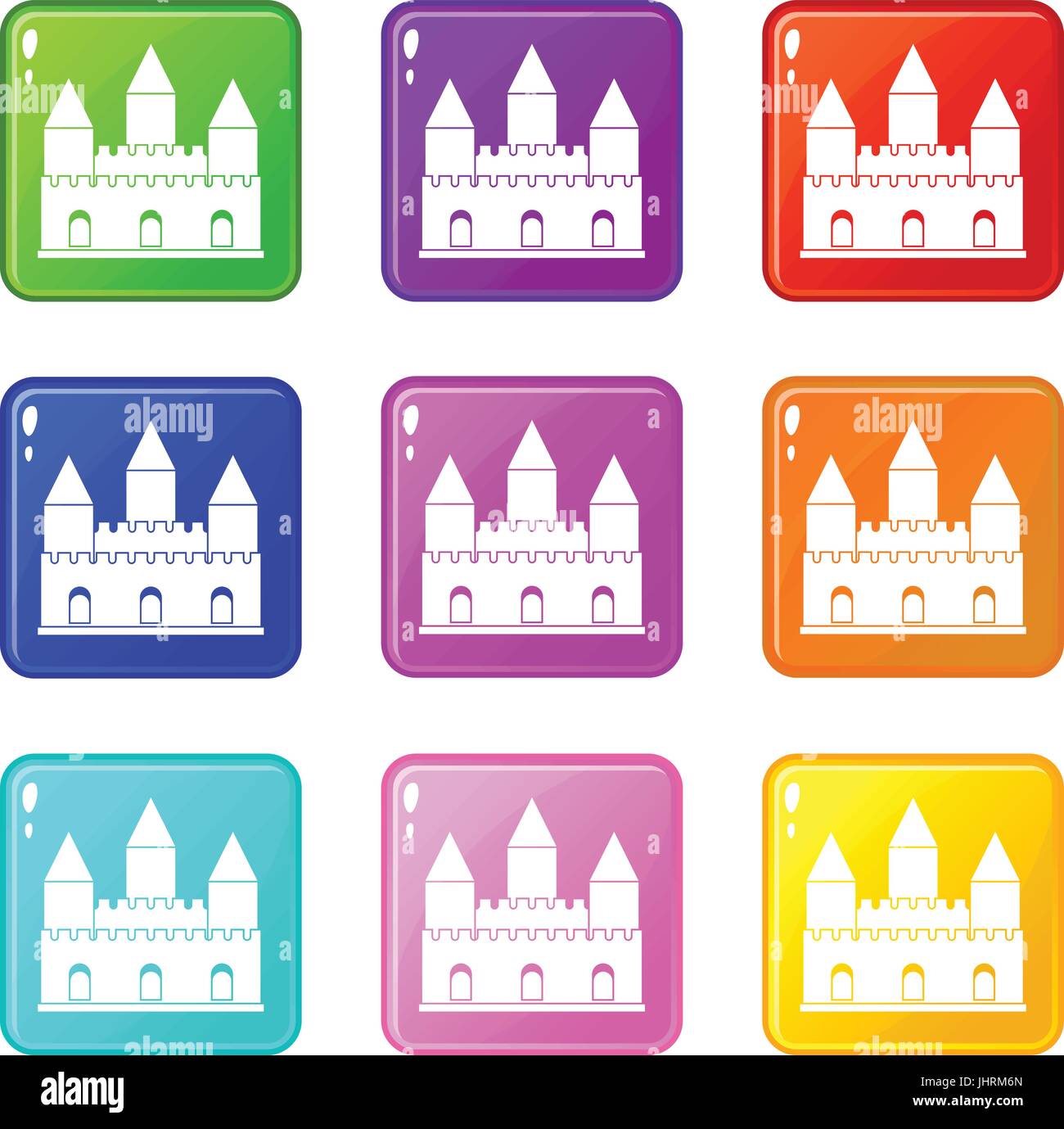 Castle tower icons 9 set Stock Vector Image & Art - Alamy