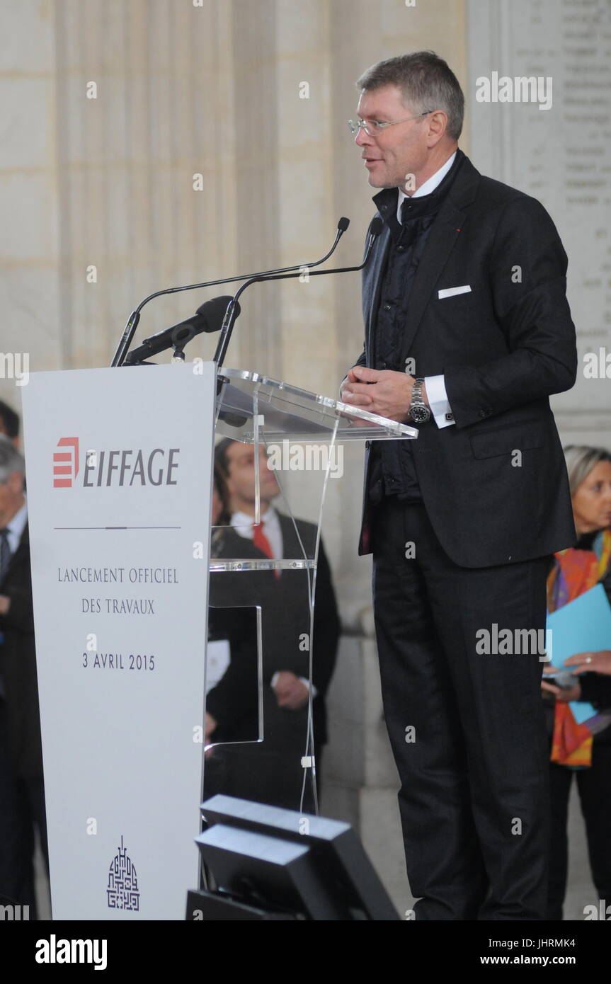 Pierre Berger,  CEO of Eiffage building company speaks in Lyon (France) Stock Photo
