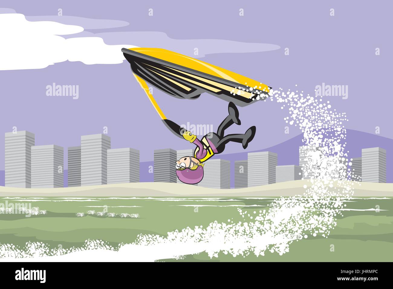 Man driving jet ski on a water. Fun conceptual vector illustration ...