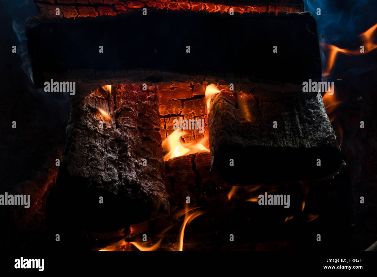 Campfire, Portage Valley Cabin and RV Park, Girdwood, Kenai Peninsula, Alaska, USA Stock Photo