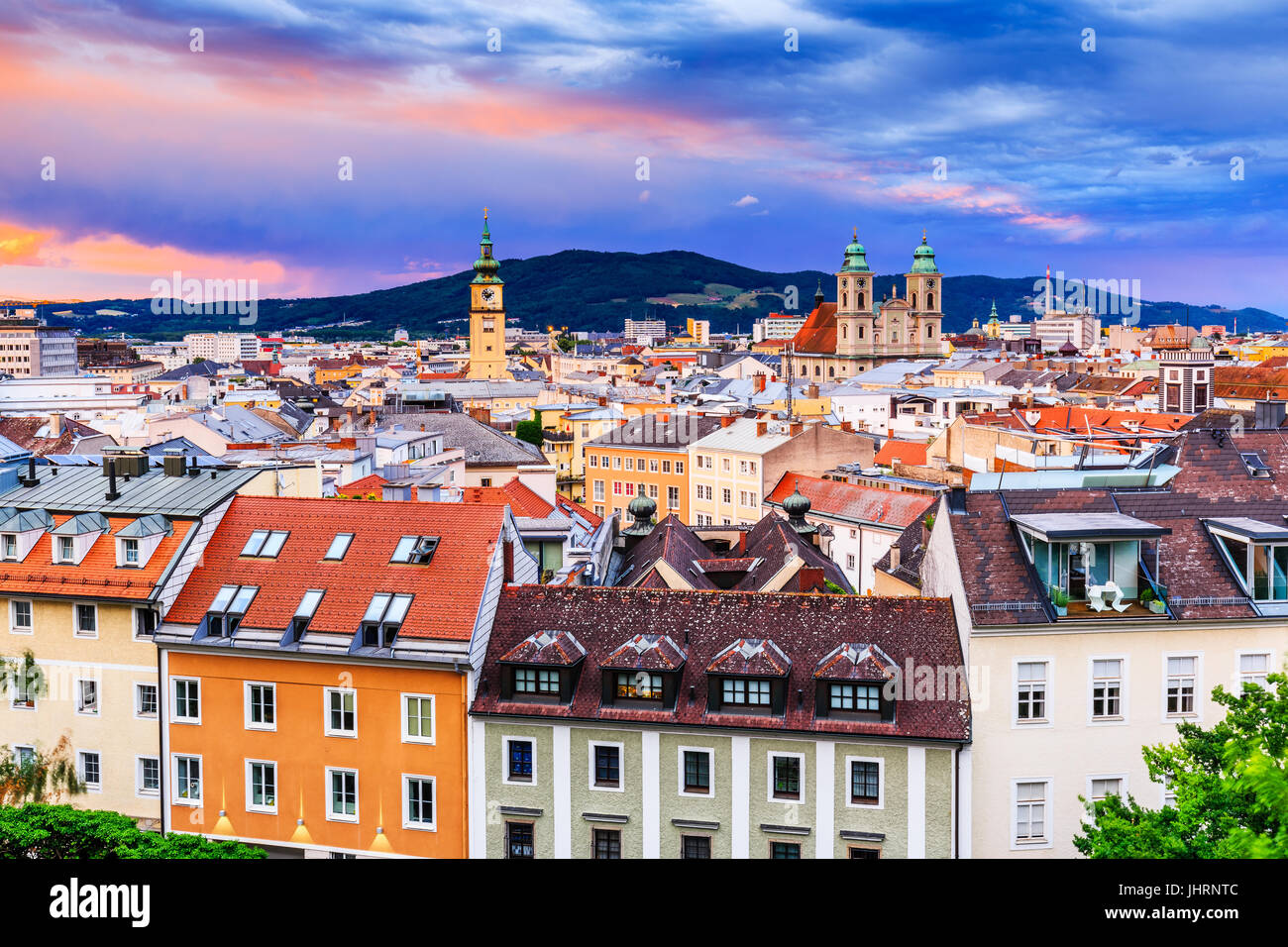 Linz, Austria. Panoramic view of the old town. Stock Photo