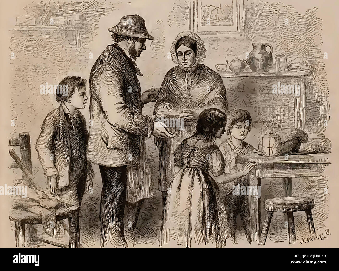 A Victorian rural working class family in Britain Stock Photo