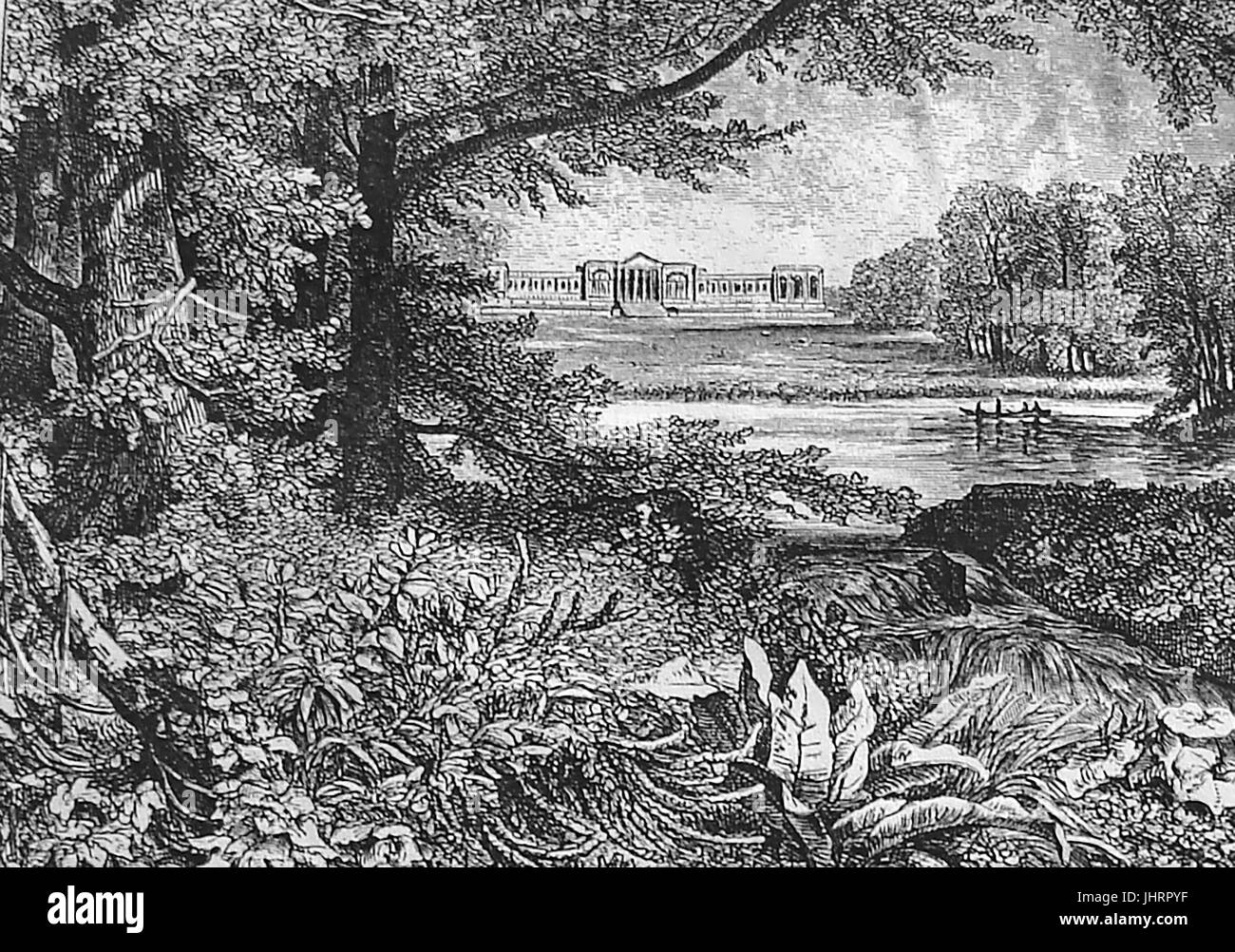Engraving of Stowe Park, Buckinghamshire Stock Photo