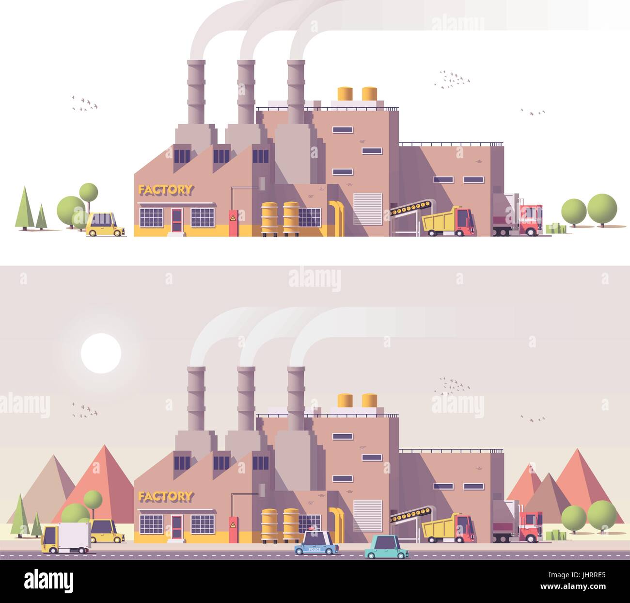 Vector low poly 2d factory Stock Vector