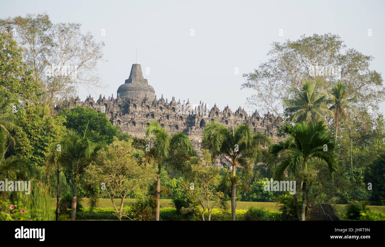 Scenic view of Borobudur Buddhist Temple Central Java Indonesia. Stock Photo