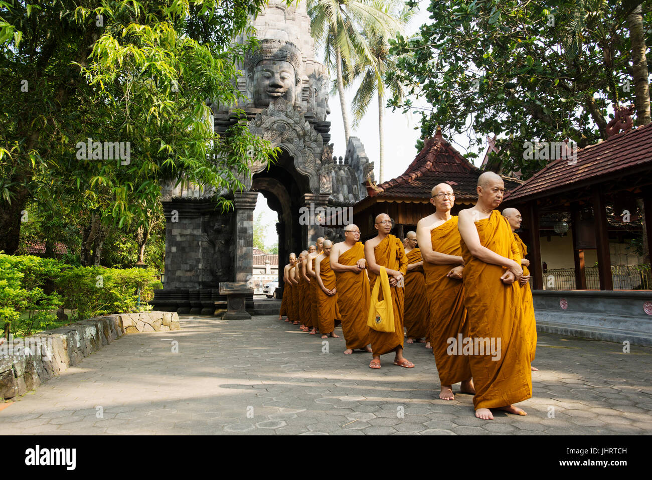 Monks in Mendut Buddhist Monastery, Yogyakarta Java Indonesia. Stock Photo