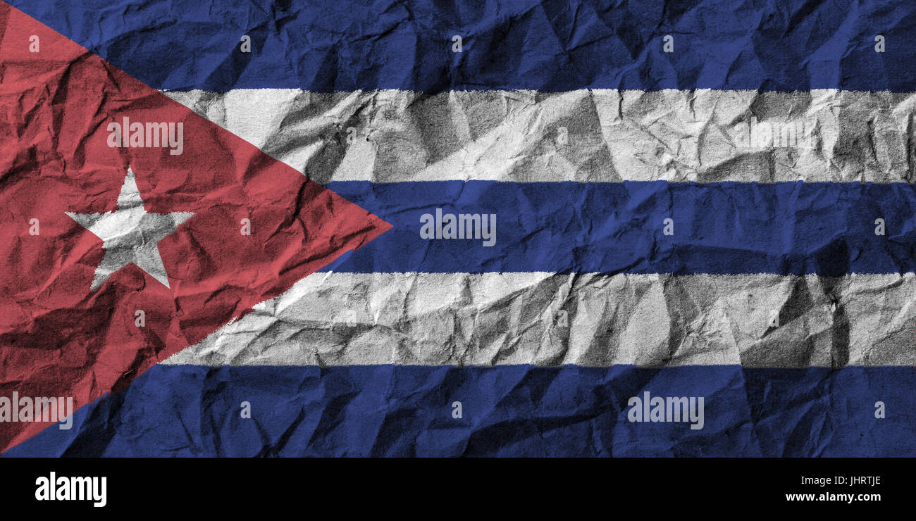 Cuba flag with high detail of crumpled paper . 3D illustration . Stock Photo