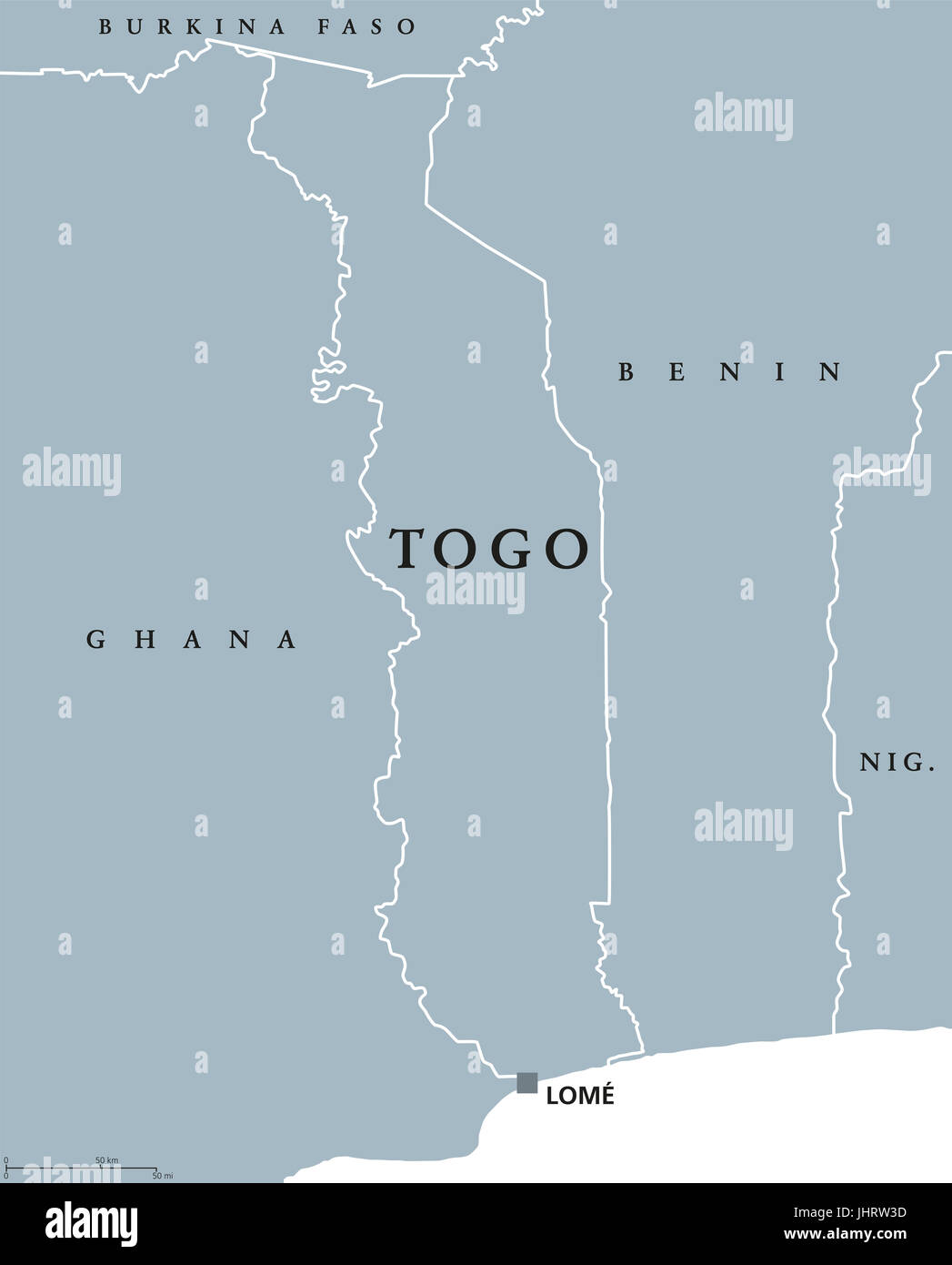 Togo Political Map With Capital Lom And International Borders Togo Political Map With Capital Lom And International Borders