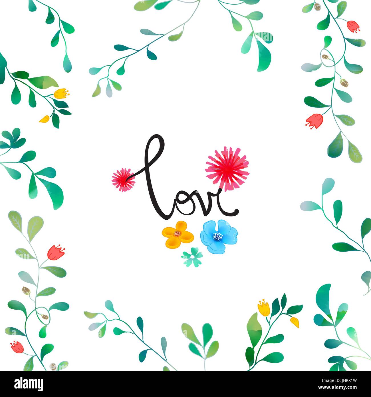 Vector Watercolor Floral background With Hand Painted Leaves ...