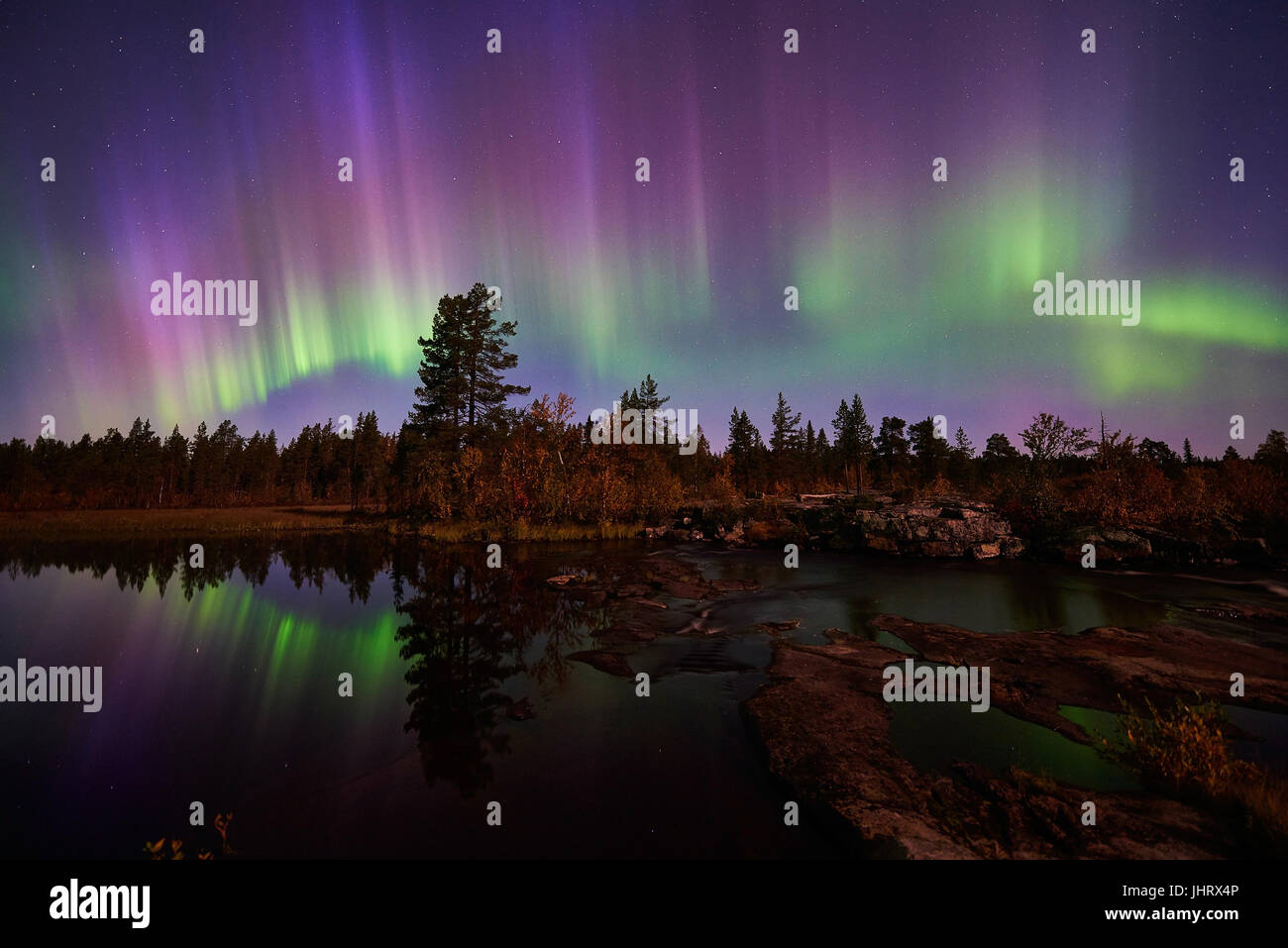 North light, Swedish Lapland, Scandinavia, Nordlicht, Schwedisch-Lappland, Skandinavien Stock Photo