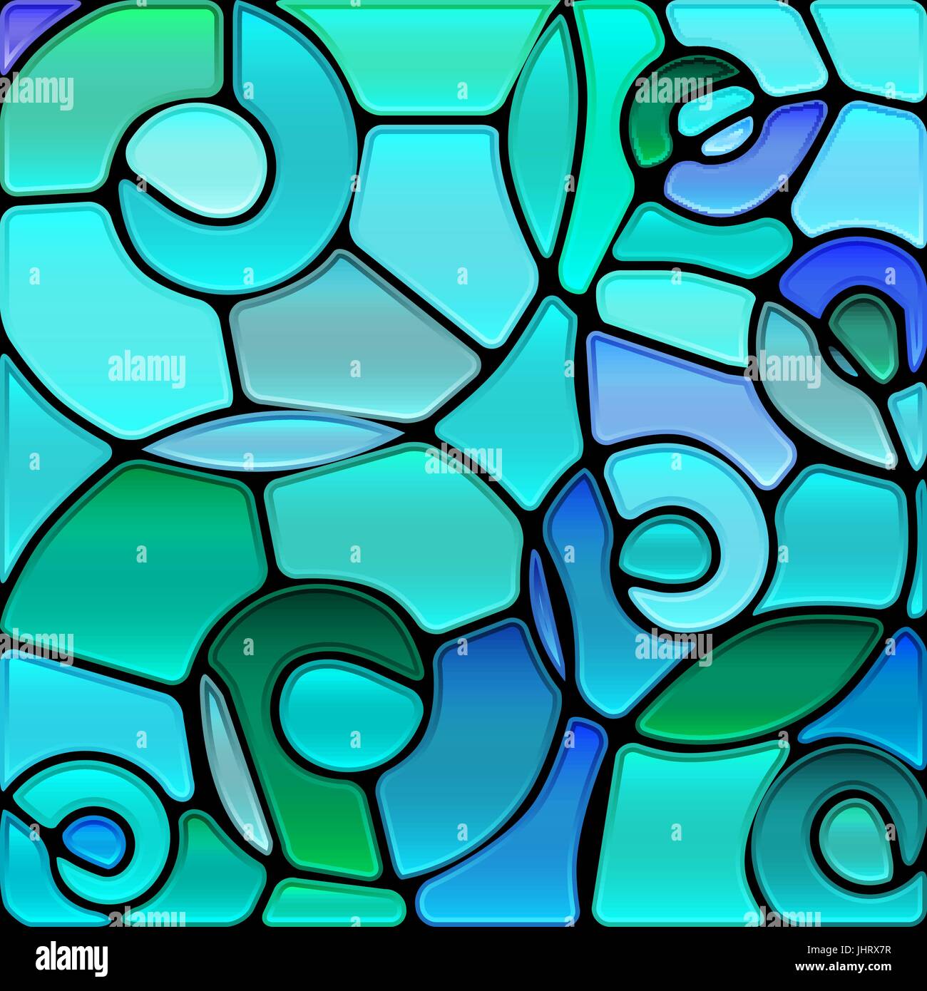 abstract vector stained-glass mosaic background - blue spirals Stock ...