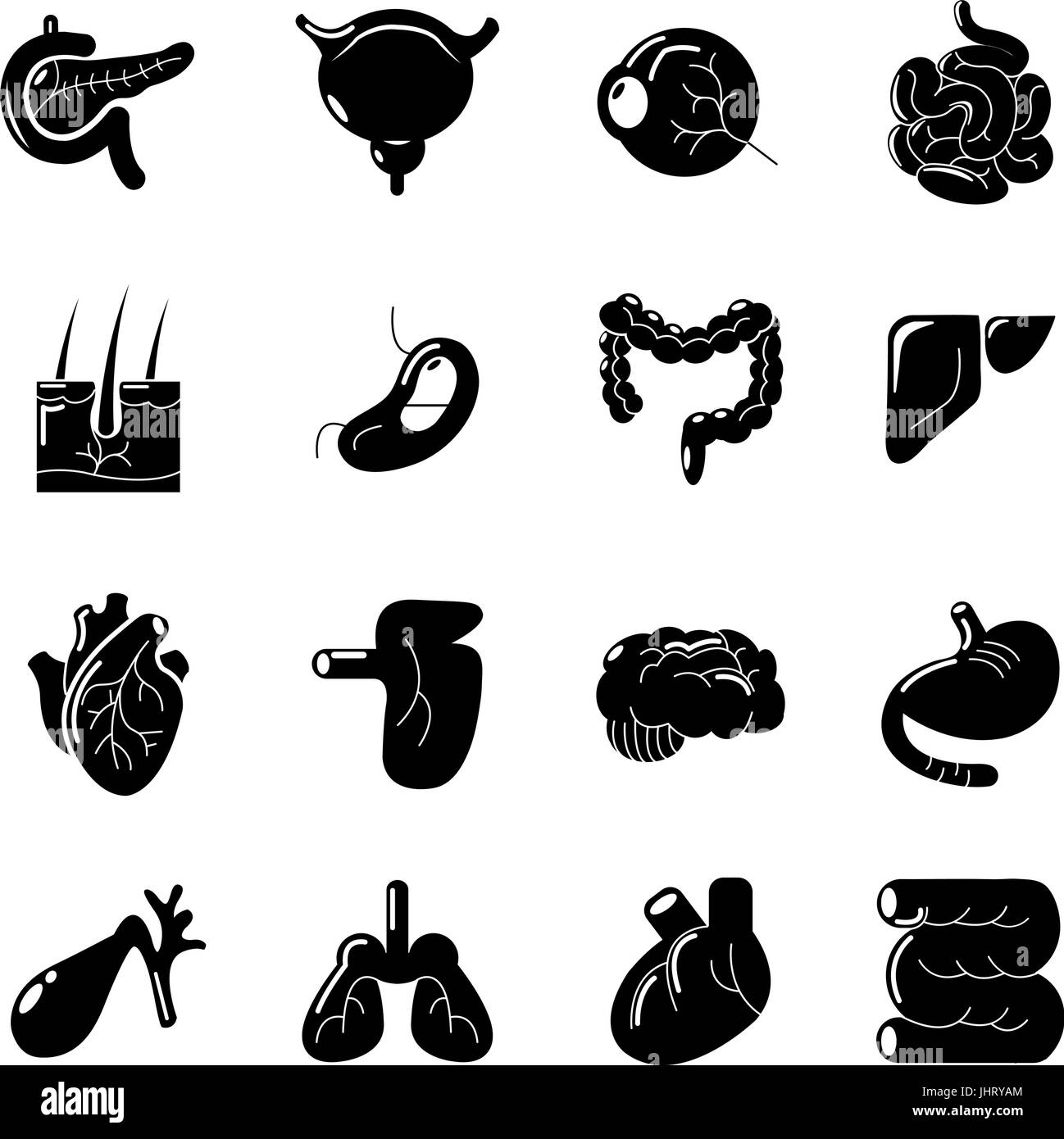 Internal human organs icons set, simple style Stock Vector