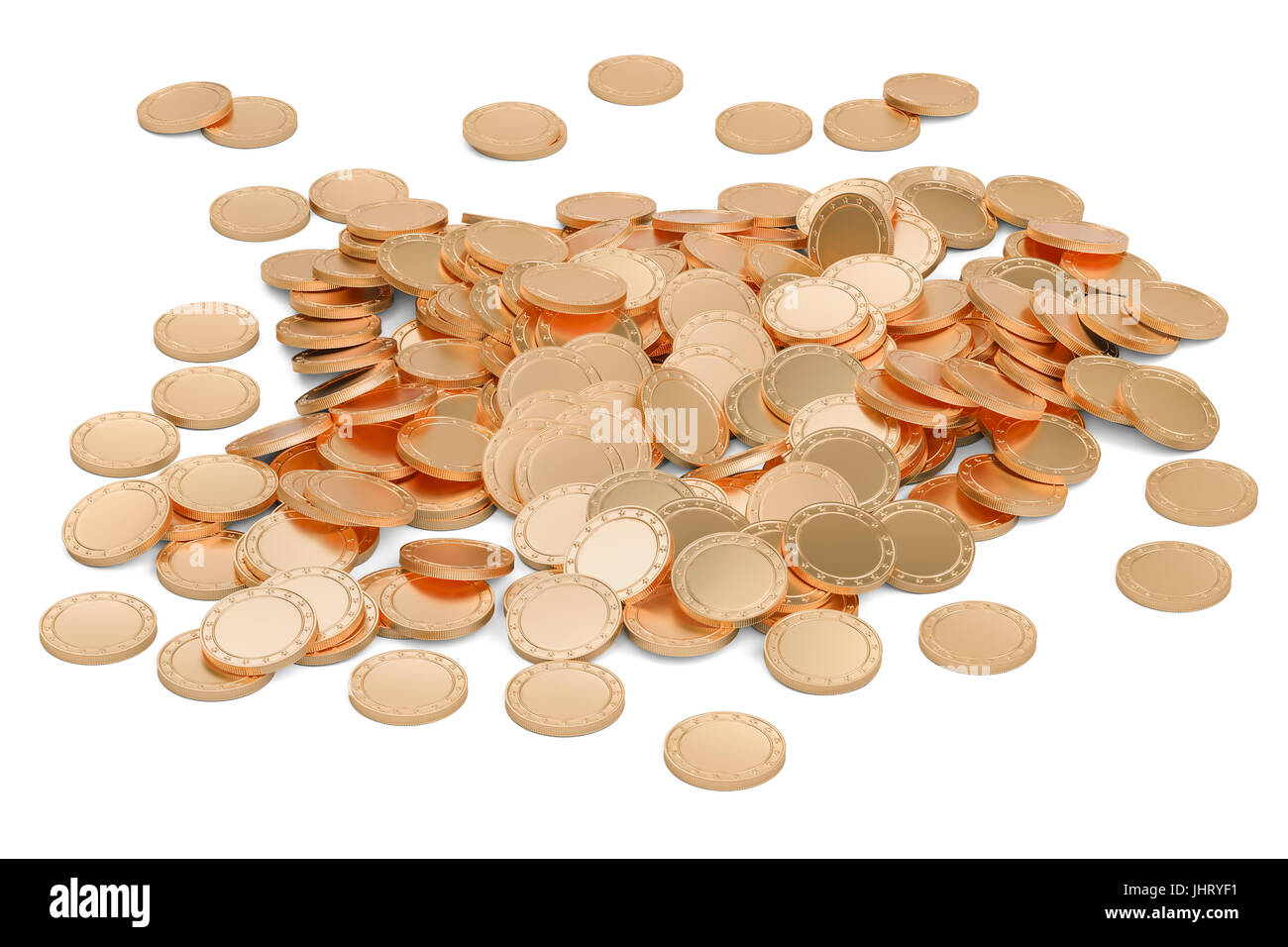 Golden coins, 3D rendering isolated on white background Stock Photo - Alamy