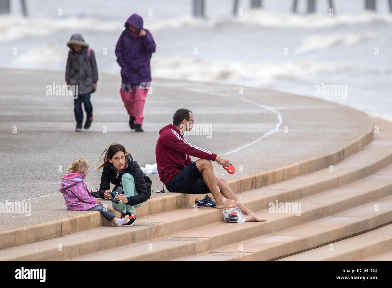 Blackpool, Lancashire, 15th July 2017. UK Weather. Bad summer weather
