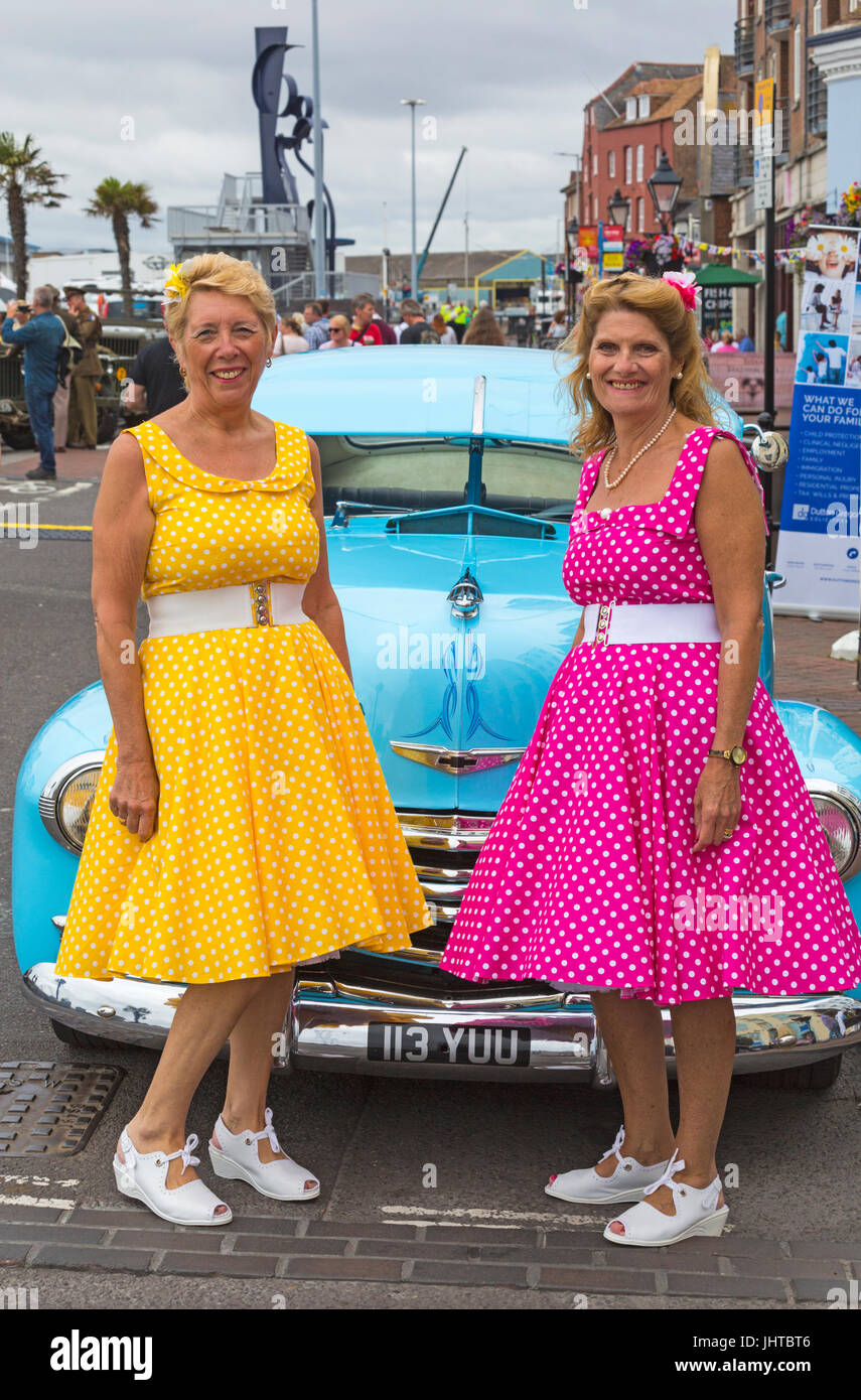 Ladies dressed in 1940s clothing High 