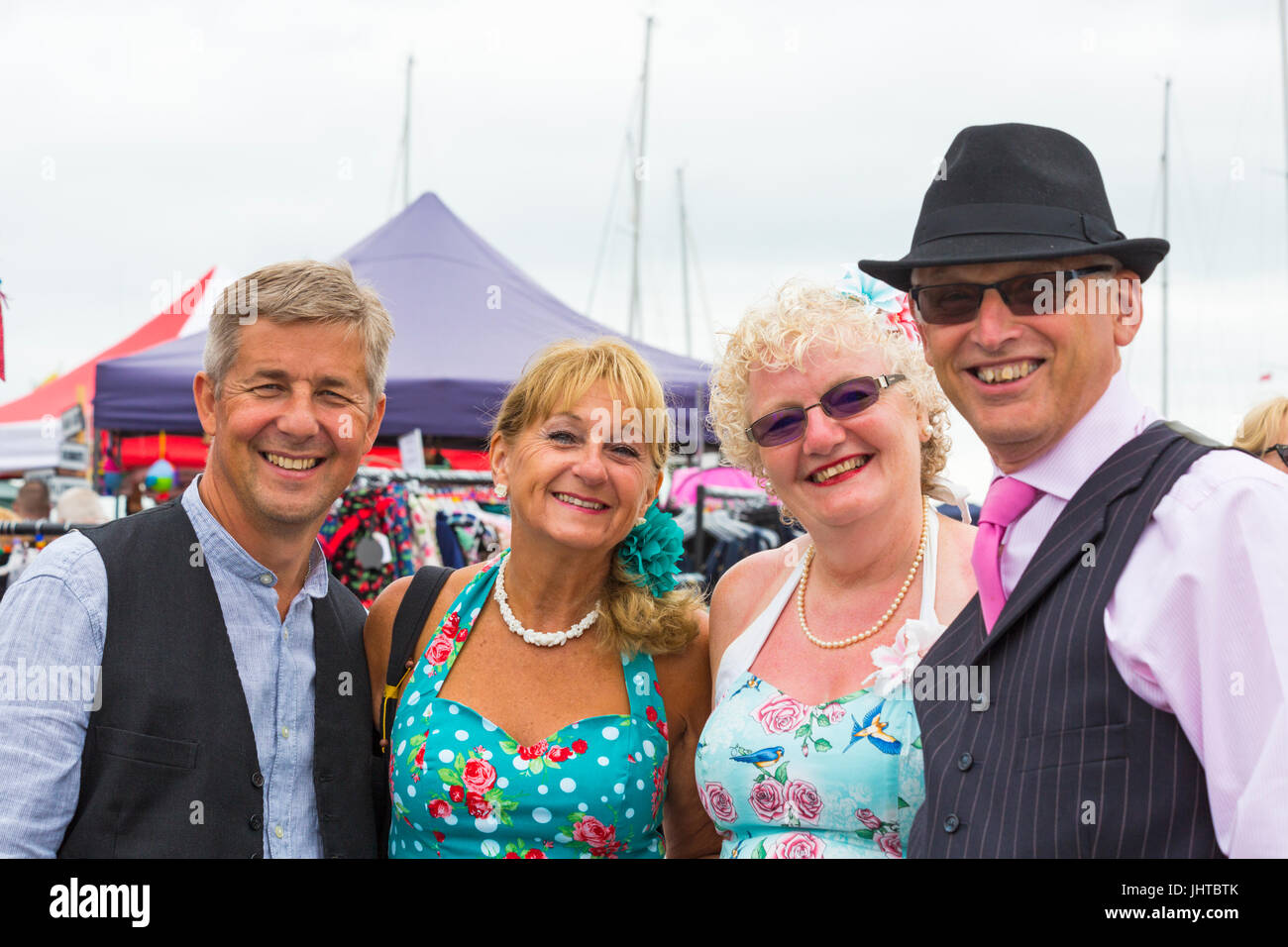 Poole Goes Vintage, Poole, Dorset, UK. 16th July 2017. Poole Goes Vintage Event takes place on the Quay - visitors dress up in vintage clothes. Credit: Carolyn Jenkins/Alamy Live News Stock Photo