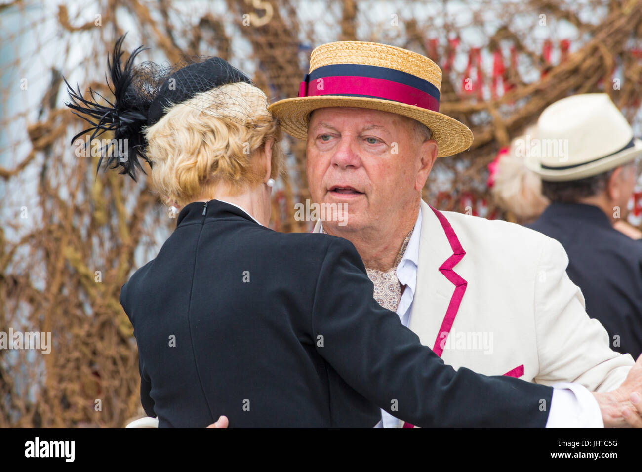Poole Goes Vintage, Poole, Dorset, UK. 16th July 2017. Poole Goes Vintage Event takes place on the Quay - visitors dress up in vintage clothes. Credit: Carolyn Jenkins/Alamy Live News Stock Photo