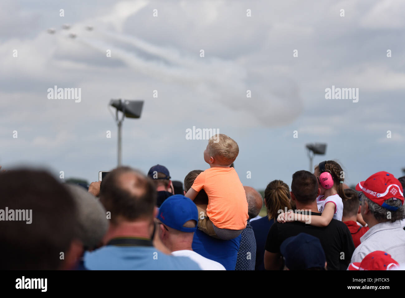 The USAF Thunderbirds display team performing at RIAT Fairford with