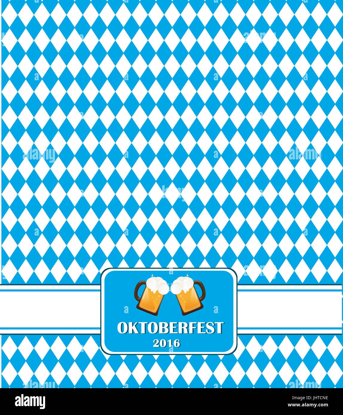 Oktoberfest beautiful background with two glasses of beer. Vector pattern. EPS10 Stock Vector