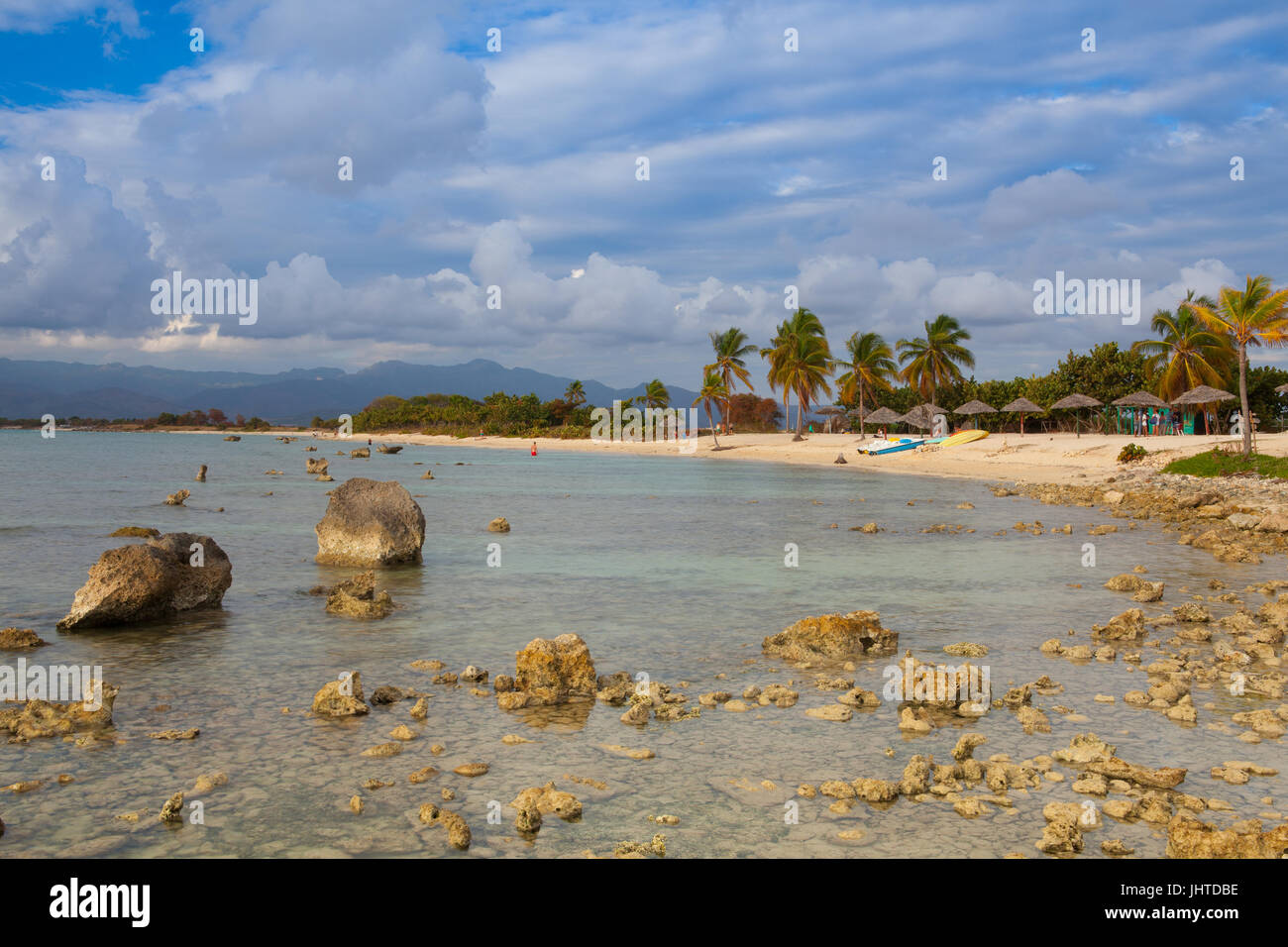 Play Giron,Cuba - January 30,2017:  On the beach Playa Giron, Cuba. This beach is famous for its role during the Bay of Pigs invasion. Stock Photo