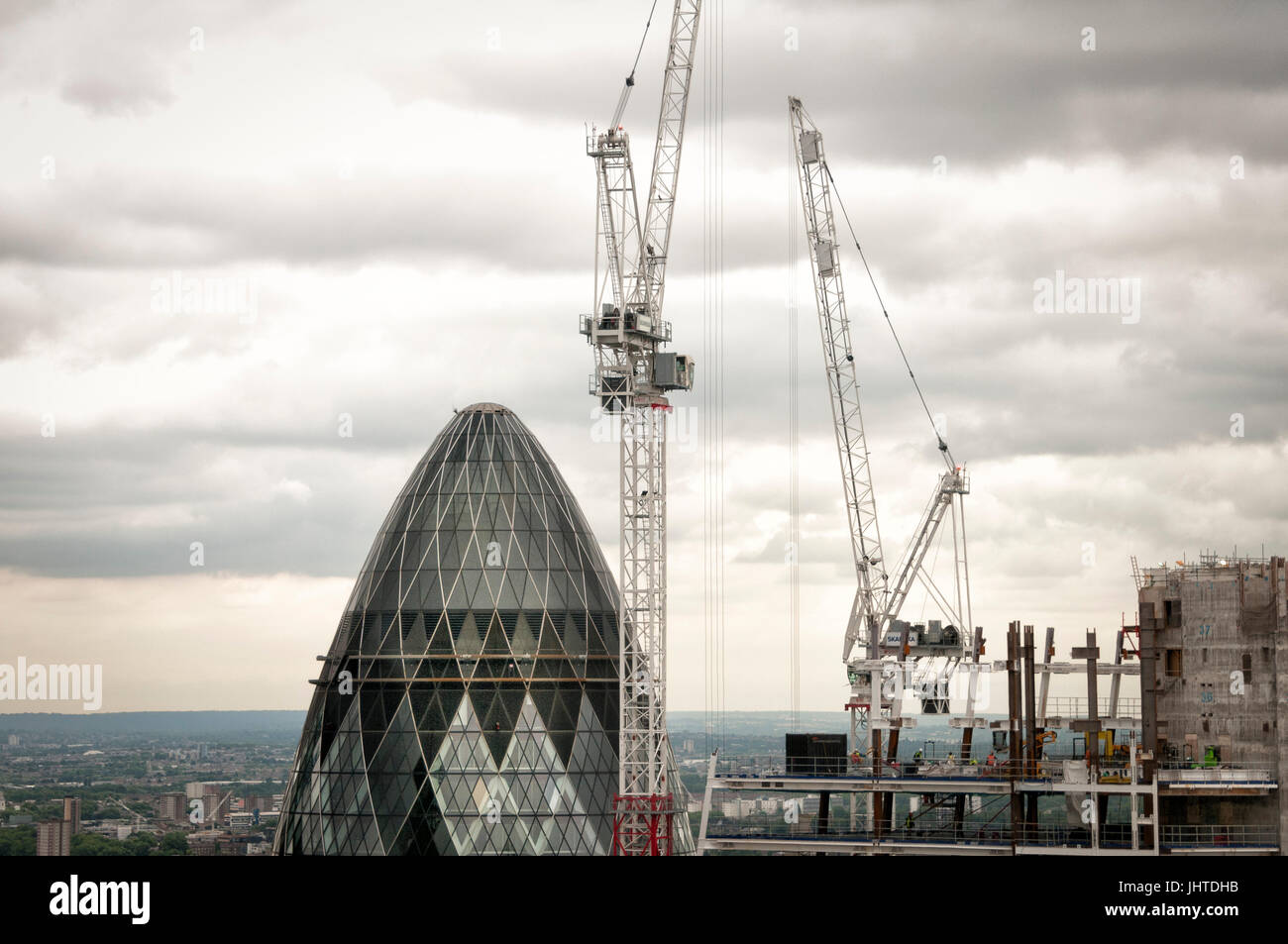 construction of a skyscraper next to the Gherkin building in London Stock Photo