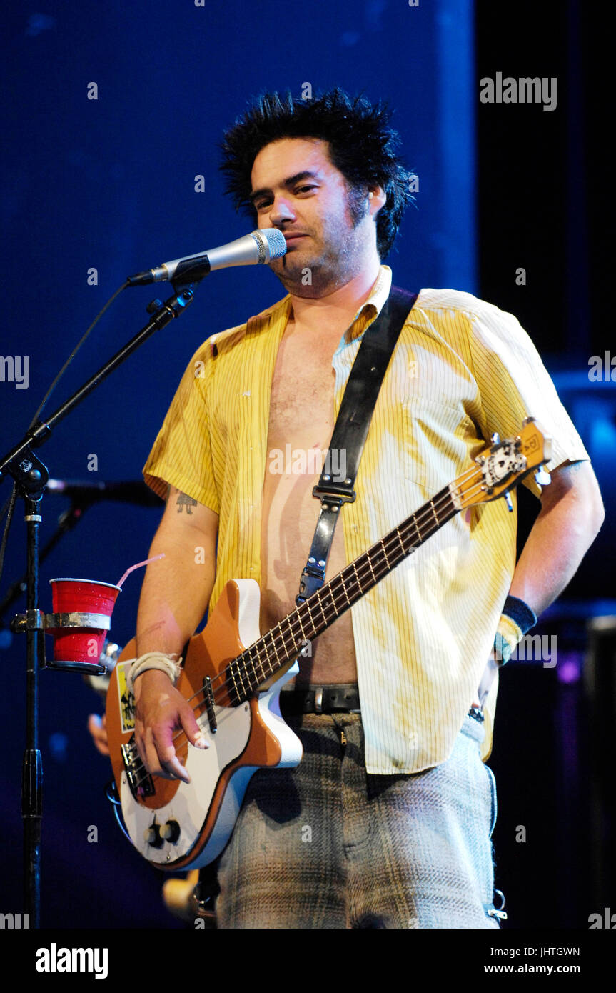 Fat Mike NOFX performs Vans Warped Tour 15th Anniversary Celebration Club Nokia September 6,2009 Los Angeles. Stock Photo
