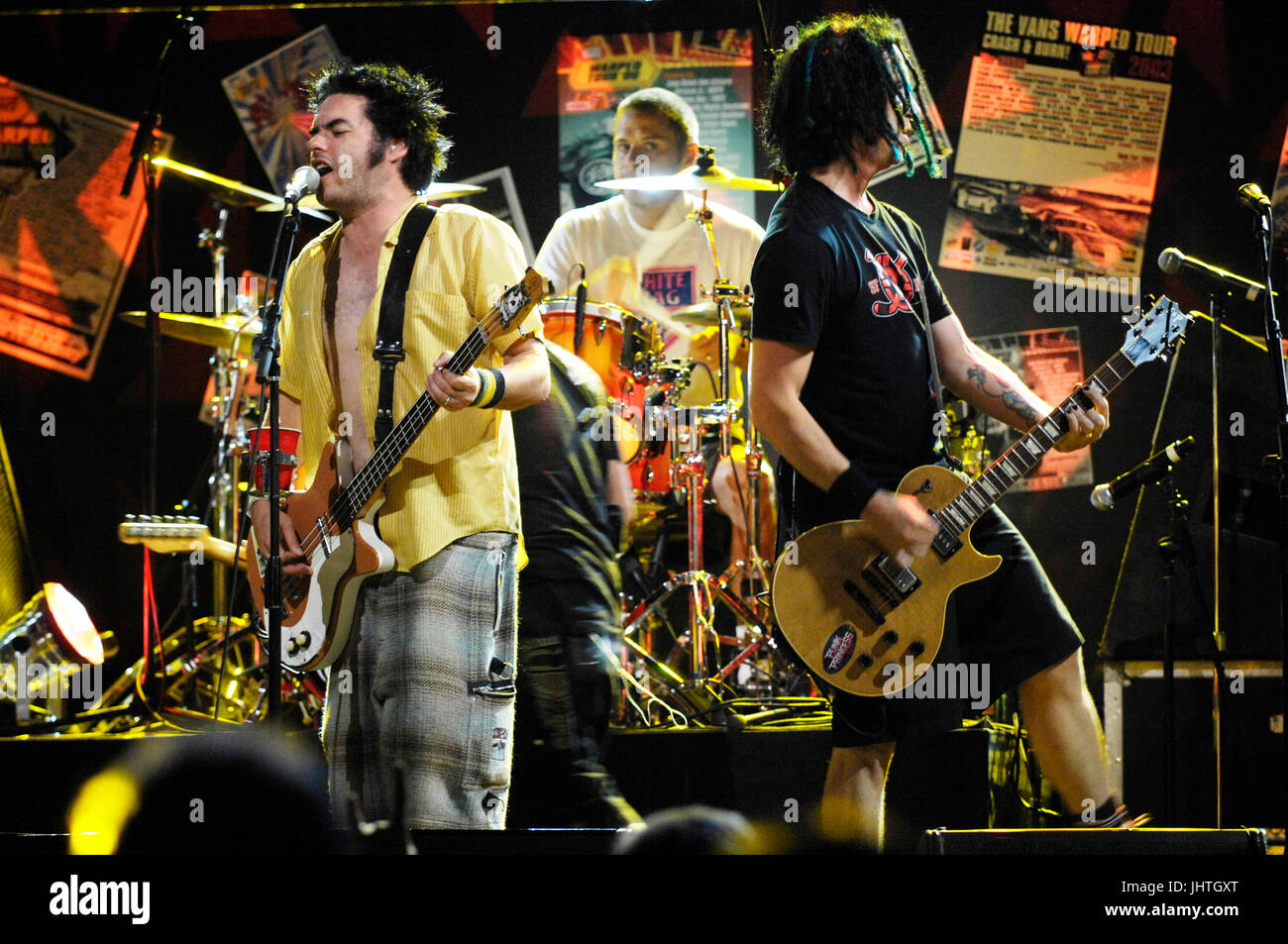 L-R) Fat Mike,Erik Sandin Eric Melvin NOFX performs Vans Tour 15th Anniversary Celebration Club Nokia September 6,2009 Los Angeles Stock Photo - Alamy