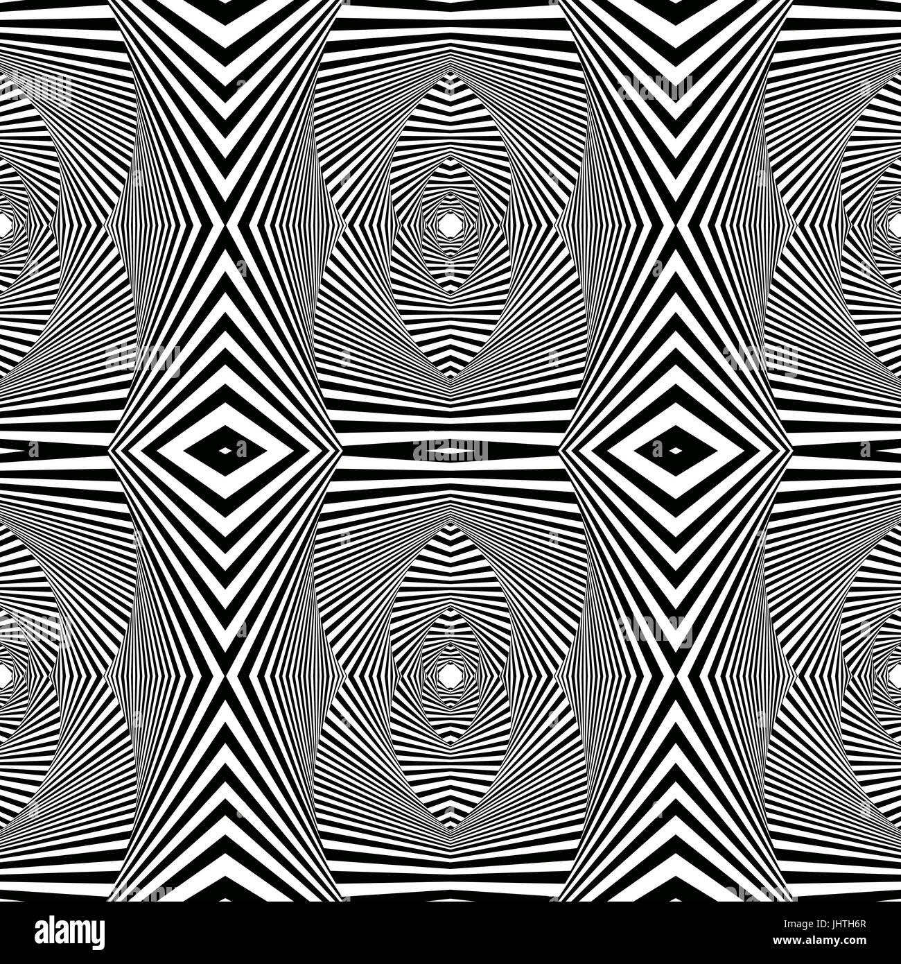 Abstract geometric black and white vector pattern with pseudo 3D visual effect Stock Vector