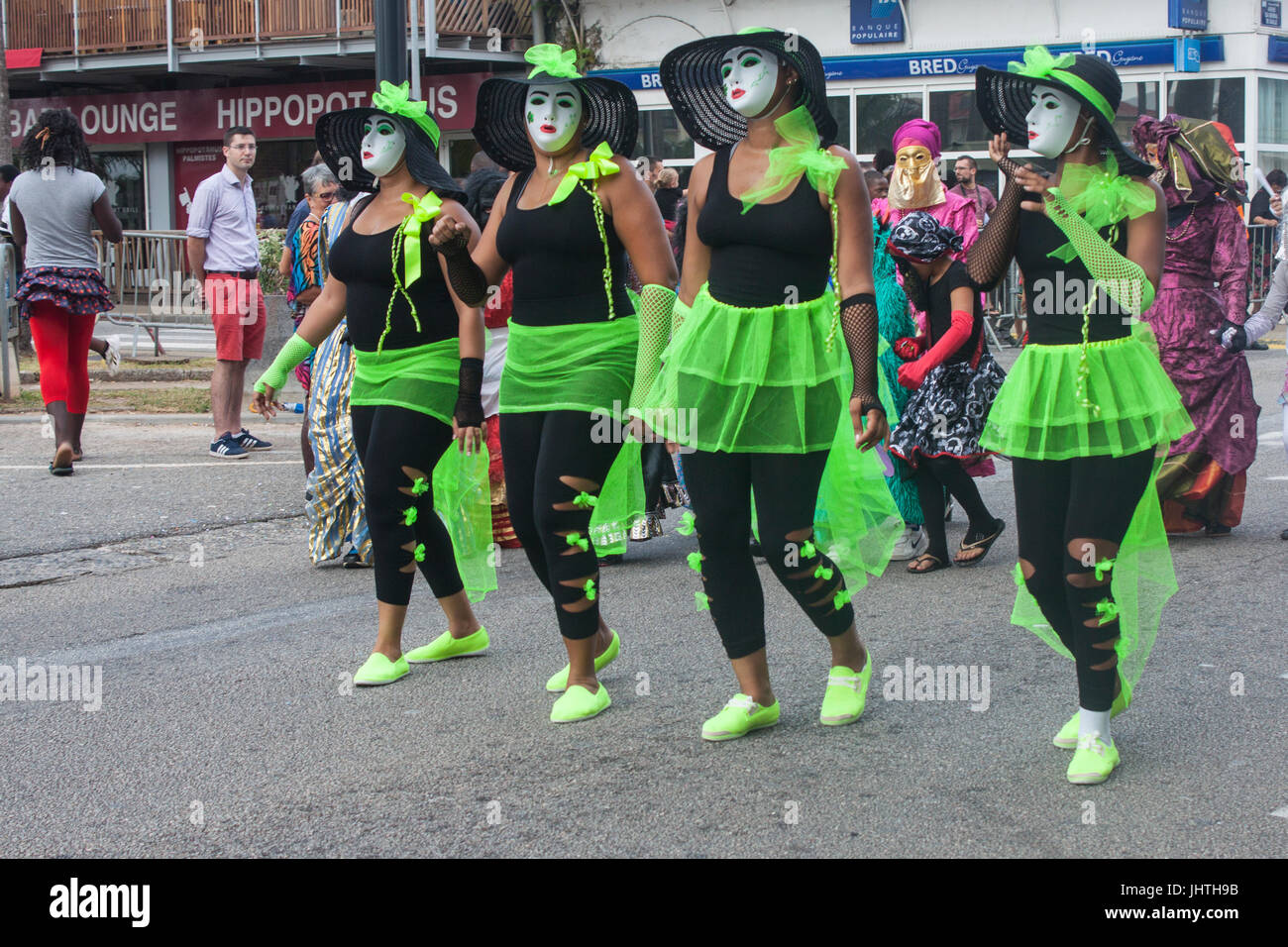 Women wearing traditional caribbean carnival hi-res stock