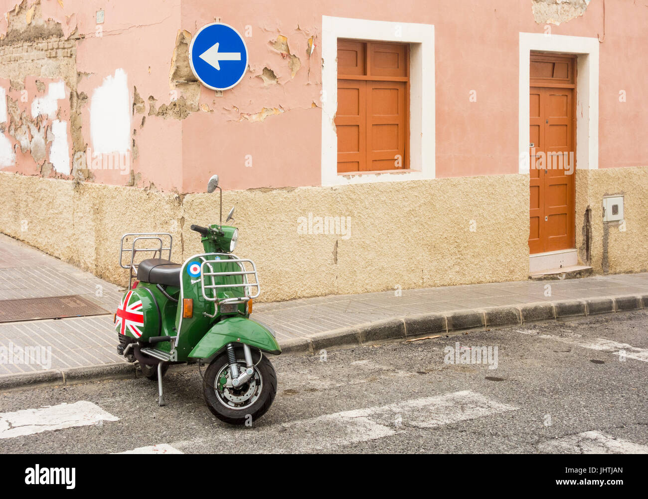 Vespa scooter with Union Jack Stock Photo Alamy