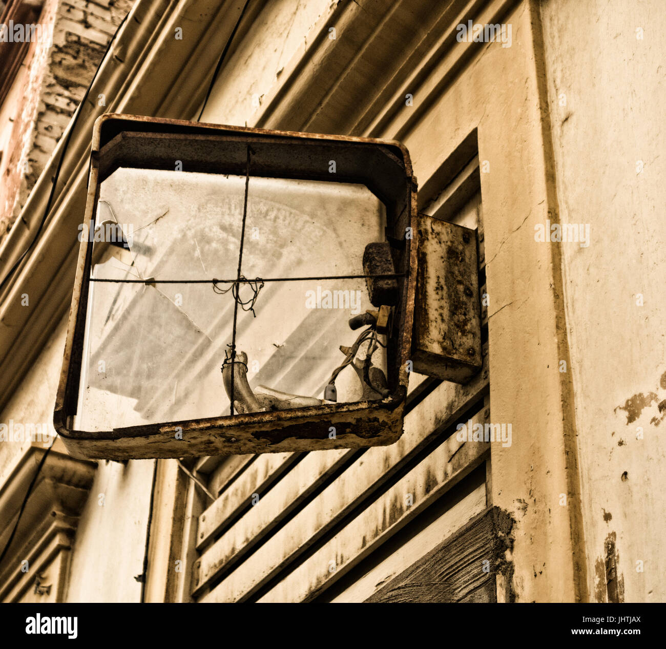 Broken neon sign on derelict bar in Spain Stock Photo Alamy