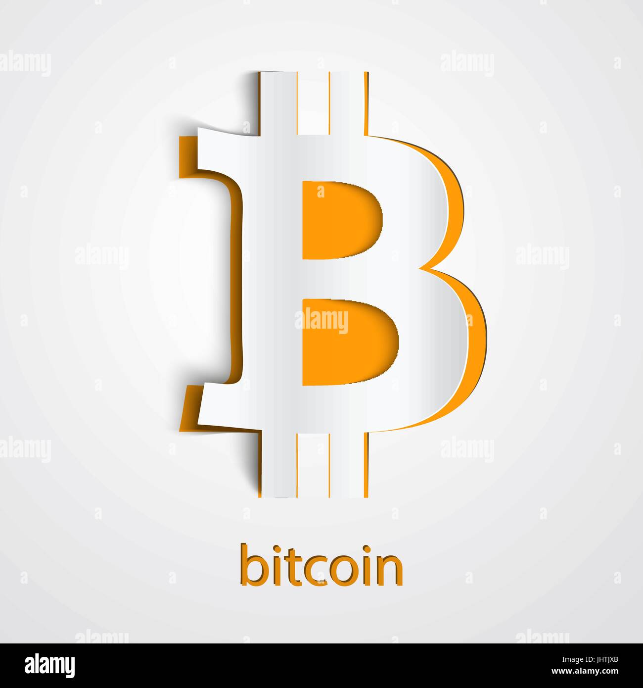 Paper art of digital currency Bitcoin Stock Vector