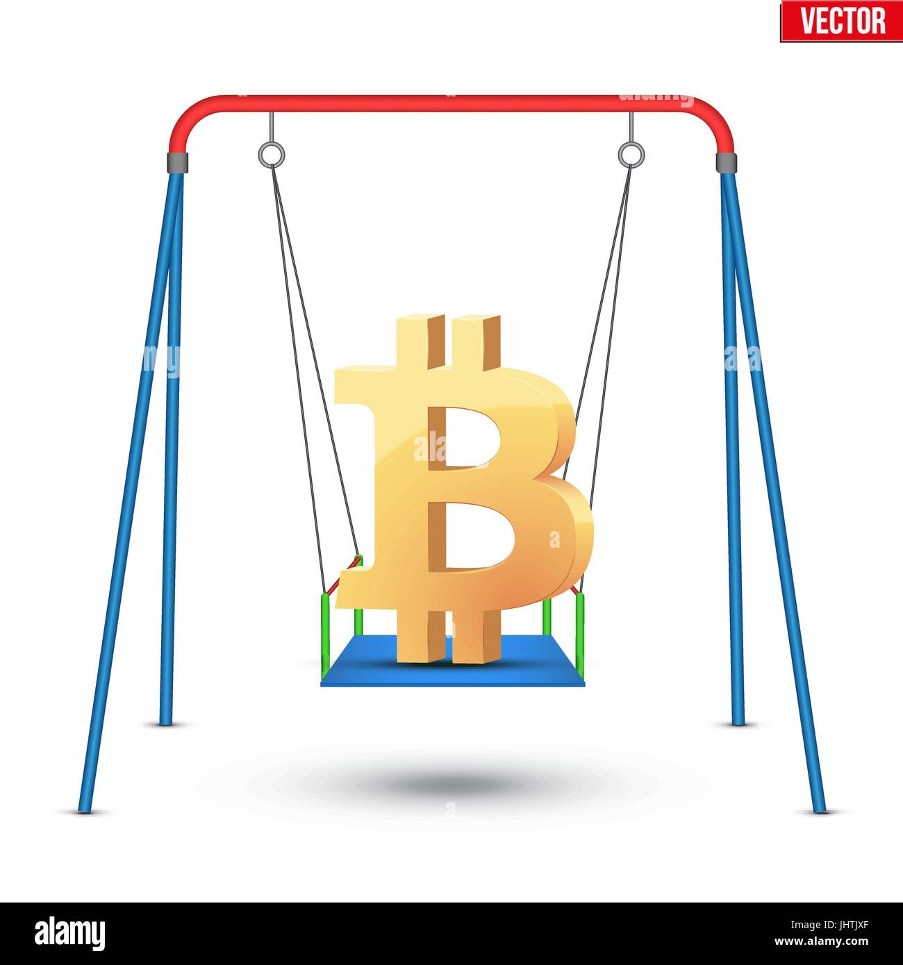 Concept illustration of bitcoin fluctuation Stock Vector