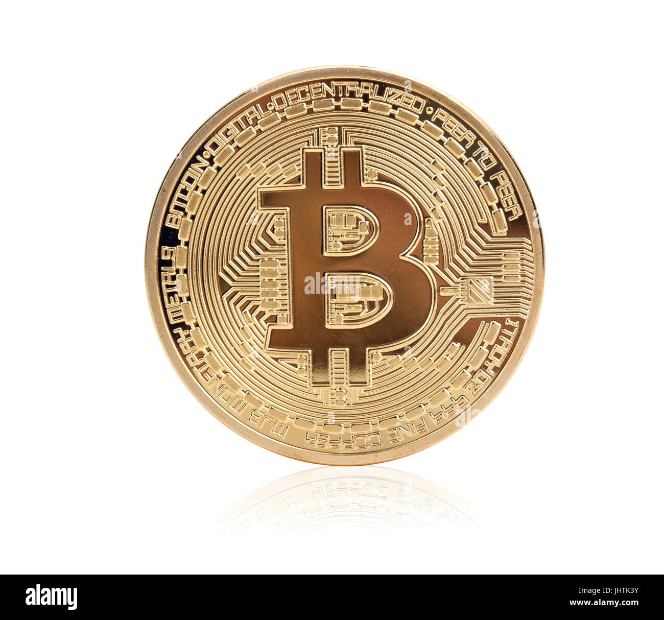 golden bitcoin isolated on white background Stock Photo