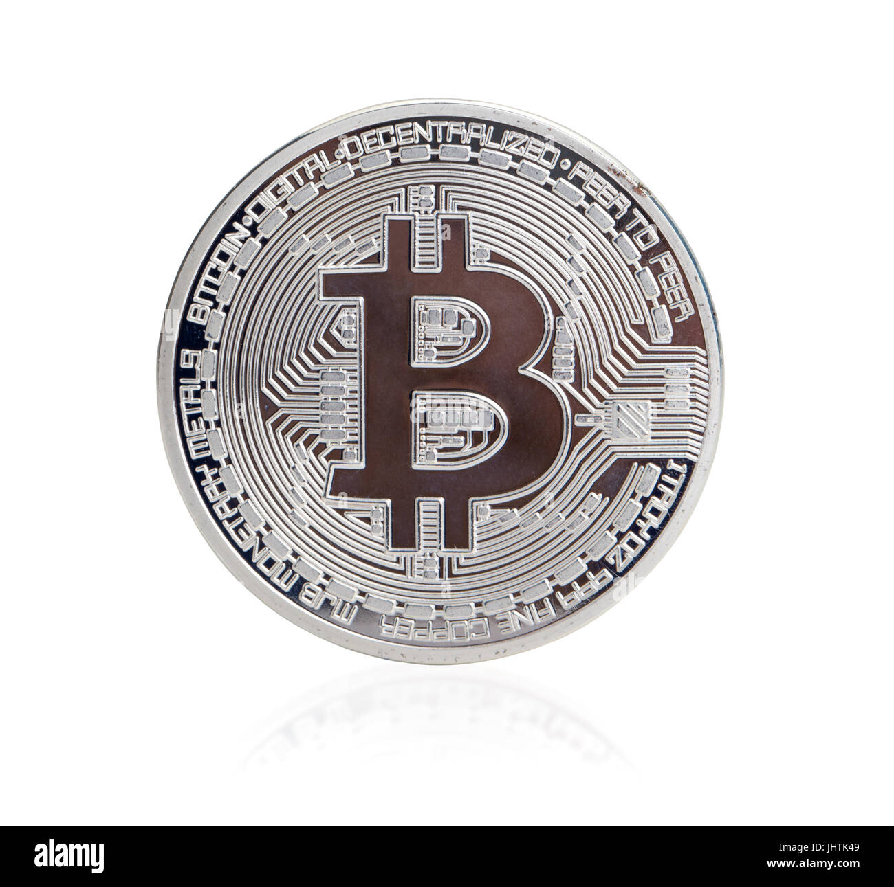 silver bitcoin isolated on white background Stock Photo - Alamy