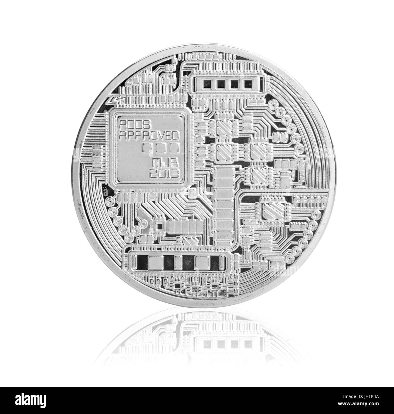 silver bitcoin isolated on white background Stock Photo