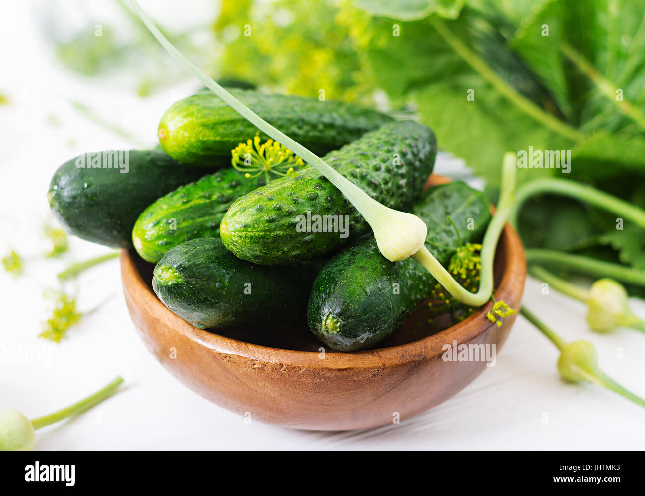 Preparation pickled marinated cucumbers, herbs and salt Stock Photo Alamy